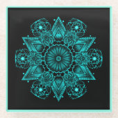 onderzetter van aqua-snowflake glazen onderzetter (Voorkant)