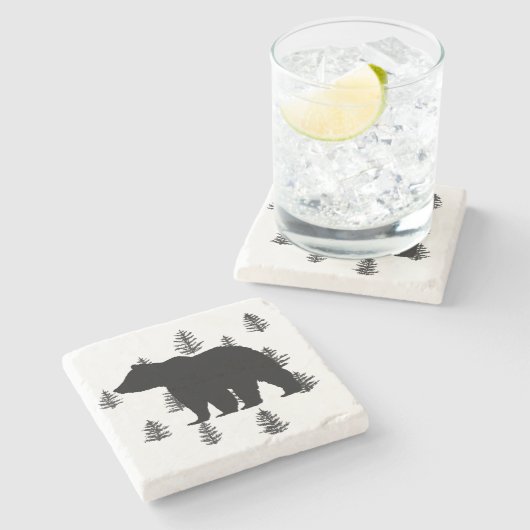 Onderzetter van beer Mountain Marble Stone (Zijkant)