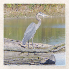 Onderzetter van blauw heronglas
