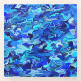 Onderzetter van blauw zoolglas glazen onderzetter