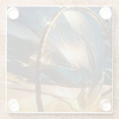 Onderzetter van blauwgroen en goudglas (Achterkant)