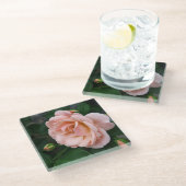 Onderzetter van Blush Roos Floral Glass (Schuin)