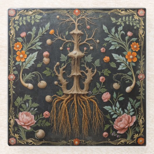 Onderzetter van boomwortels glazen onderzetter (Voorkant)