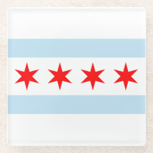 Onderzetter van Chicago Flag Glass