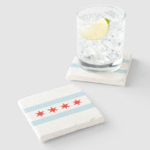 Onderzetter van Chicago Flag Stone (Zijkant)