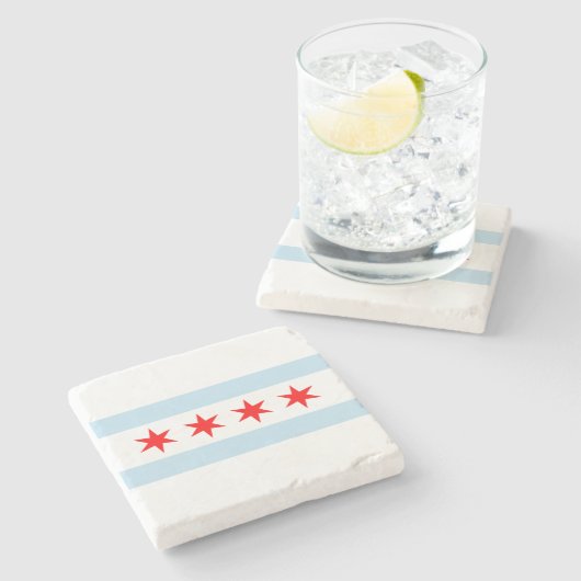 Onderzetter van Chicago Flag Stone (Zijkant)