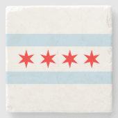 Onderzetter van Chicago Flag Stone (Voorkant)
