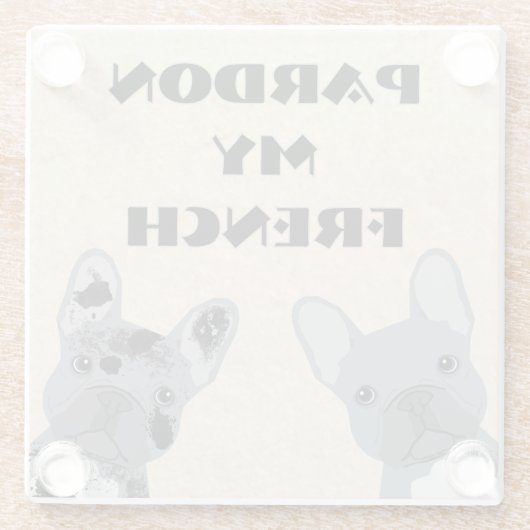 Onderzetter van de Franse Bulldog Glazen Onderzetter (Achterkant)