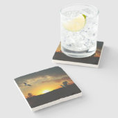 Onderzetter van de Gele Sunset Brassy Meadow Stone (Zijkant)