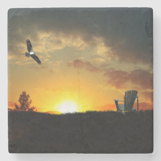 Onderzetter van de Gele Sunset Brassy Meadow Stone (Voorkant)