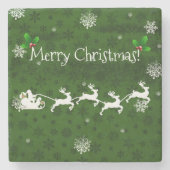 Onderzetter van de groene Santa's Slapes en Reinde (Voorkant)