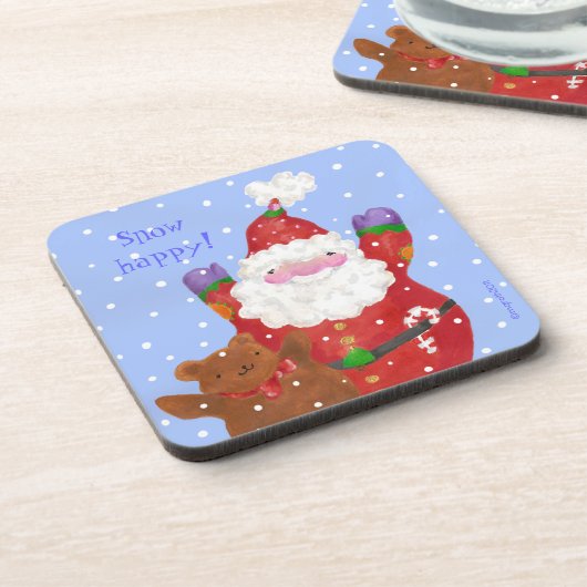 Onderzetter van de kerstman en de teddy (Linkerzijde)