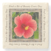 Onderzetter van de marmer met oranje hibiscus