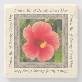 Onderzetter van de marmer met oranje hibiscus