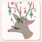 Onderzetter van de rendierpartij Retro Vintage (Voorkant)