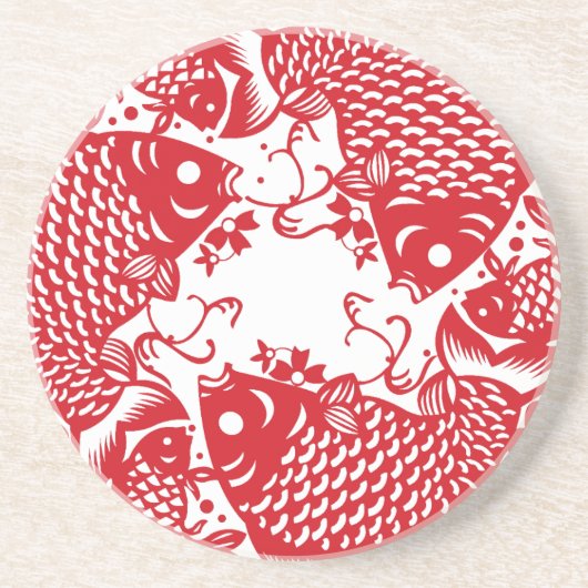 Onderzetter van de Rode Whirling Koi Carp Fish Gro (Voorkant)