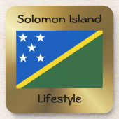 Onderzetter van de Salomonseilanden vlag+Tekst (Voorkant)