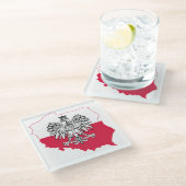 Onderzetter van de vlag van de Poolse Kaart Glazen Onderzetter (Schuin)