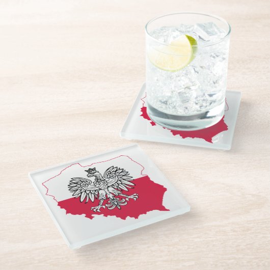 Onderzetter van de vlag van de Poolse Kaart Glazen Onderzetter (Schuin)