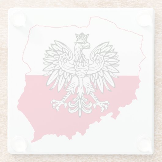 Onderzetter van de vlag van de Poolse Kaart Glazen Onderzetter (Achterkant)