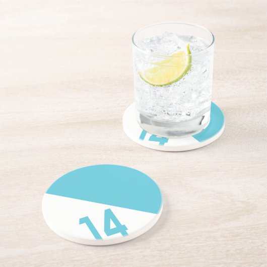 Onderzetter van de zeegaand - Turquoise Number (Zijkant)