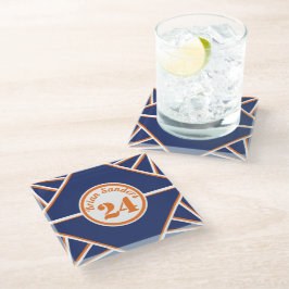 Onderzetter van door sport geïnspireerd blauw en o