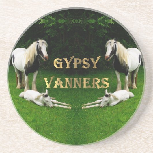 Onderzetter van Drink met gypsy Vanners (Voorkant)