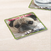 Onderzetter van drink met Itsy Pug: Redding is lie (Schuin)