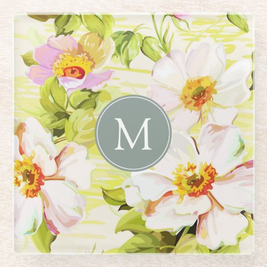  Onderzetter van flora en fauna van Roos Glazen Onderzetter (Voorkant)