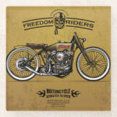 Onderzetter van Freedom Rider Motorcycle | Vastges Glazen Onderzetter (Voorkant)