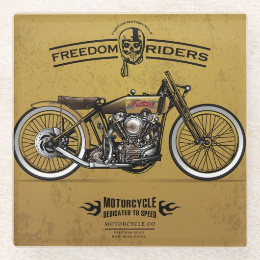 Onderzetter van Freedom Rider Motorcycle | Vastges Glazen Onderzetter (Voorkant)