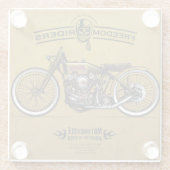 Onderzetter van Freedom Rider Motorcycle | Vastges Glazen Onderzetter (Achterkant)