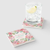 Onderzetter van gepersonaliseerde marmer Floral br (Zijkant)