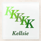 Onderzetter van glas - Groene naam en Initiaal (Voorkant)