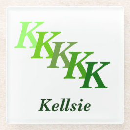 Onderzetter van glas - Groene naam en Initiaal