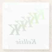 Onderzetter van glas - Groene naam en Initiaal (Achterkant)