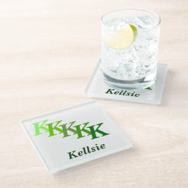 Onderzetter van glas - Groene naam en Initiaal Glazen Onderzetter