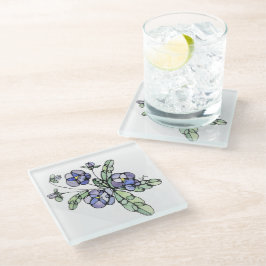 Onderzetter van glas - lavender Blue Pansies