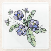 Onderzetter van glas - lavender Blue Pansies (Voorkant)