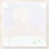 Onderzetter van glas met bergscène glazen onderzetter (Achterkant)