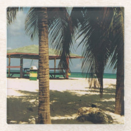 Onderzetter van glas met eilandscène glazen onderzetter