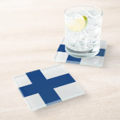 Onderzetter van glas met Finse vlag (Schuin)