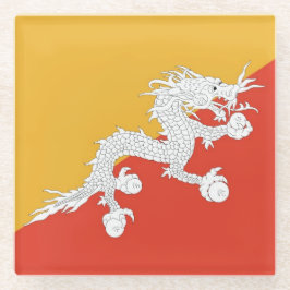 Onderzetter van glas met vlag van Bhutan