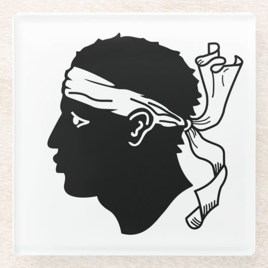 Onderzetter van glas met vlag van Corsica (Voorkant)