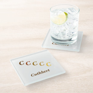 Onderzetter van glas - Naam en gestuurde letters (