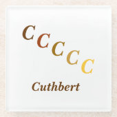 Onderzetter van glas - Naam en gestuurde letters ( (Voorkant)