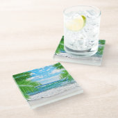 Onderzetter van glas — Tropisch strand (Schuin)