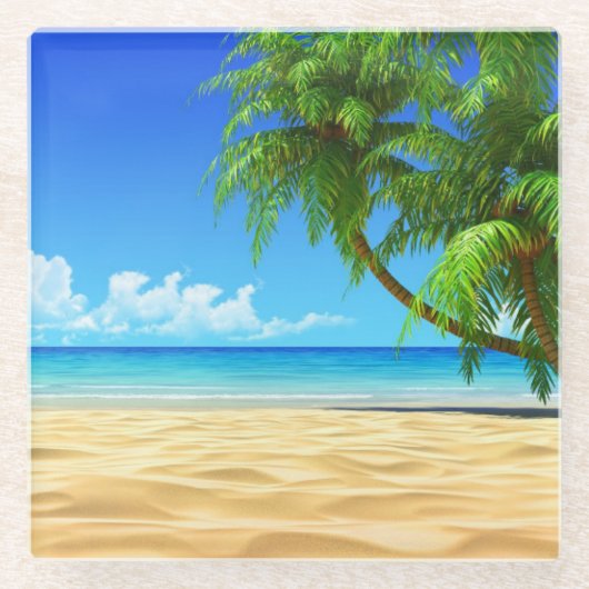 Onderzetter van glas — Tropisch strand (Voorkant)