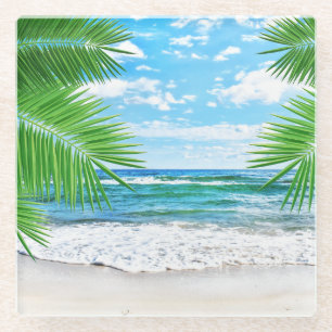 Onderzetter van glas — Tropisch strand Glazen Onderzetter