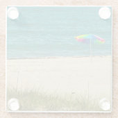 Onderzetter van glas - Umbrella op zandstrand (Achterkant)